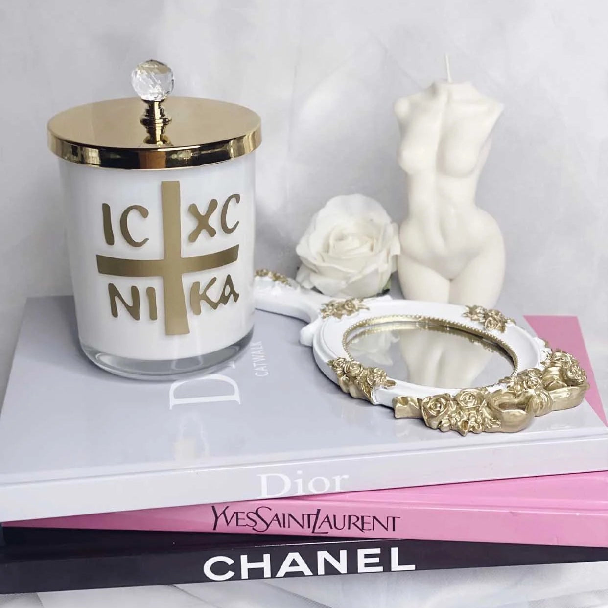 Jesus Christ Conquers ICXC Candle - Gold - Sweet Livani Scent