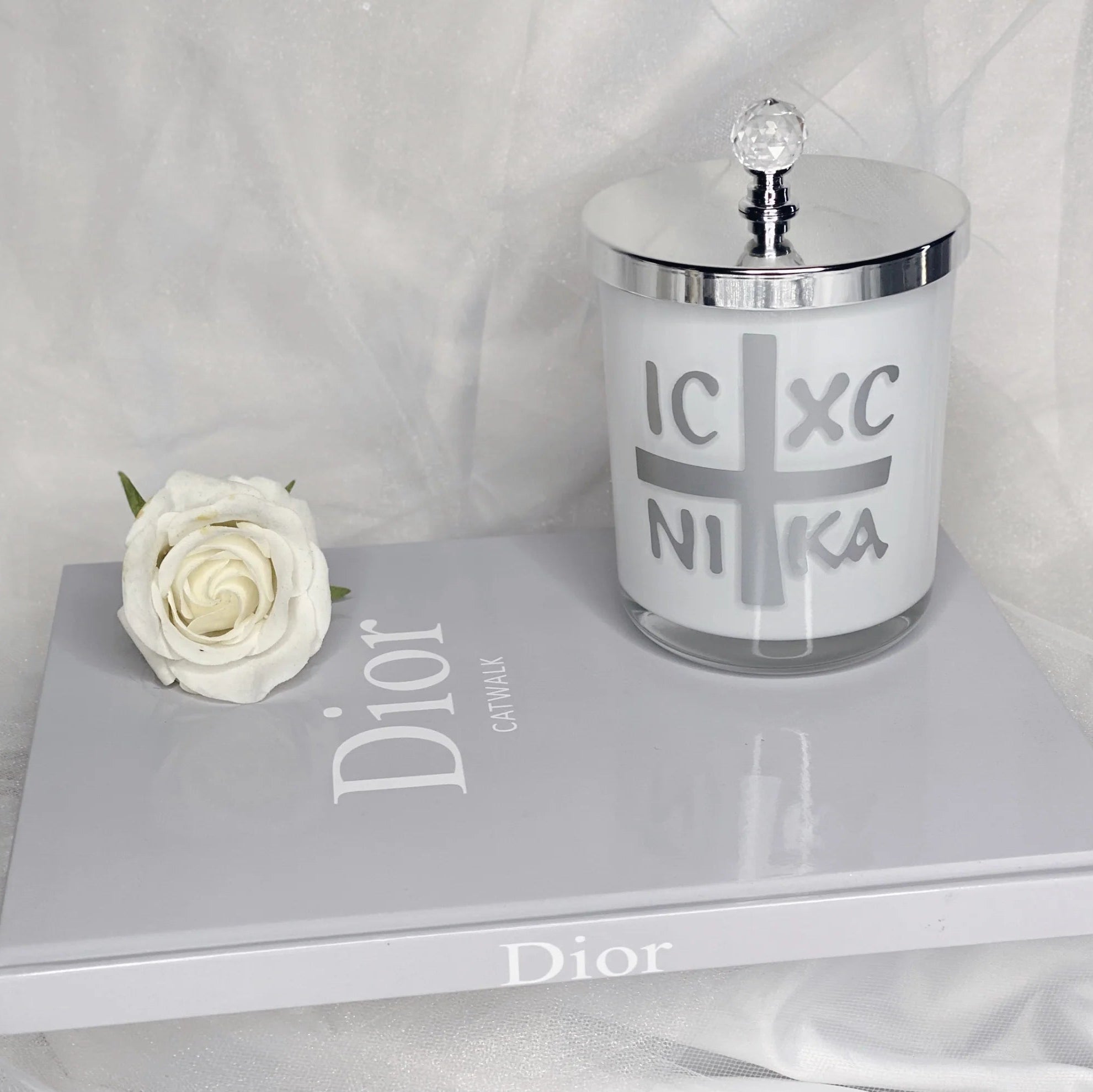 Jesus Christ Conquers Candle ICXC - Silver - Livani Scent