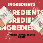 Two containers of Myst Red Detox on a red background with 'INGREDIENTS' text.