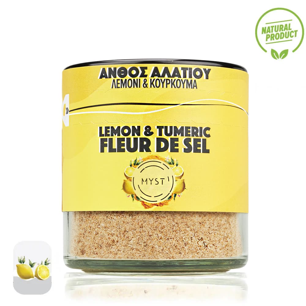 Premium Fleur De Sel Lemon and Tumeric Greek Sea Salt Blossom 200g