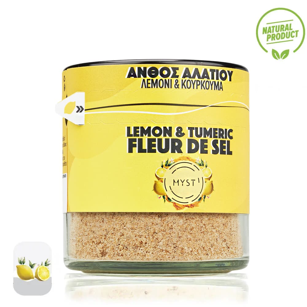 Premium Fleur De Sel Lemon and Tumeric Greek Sea Salt Blossom 200g