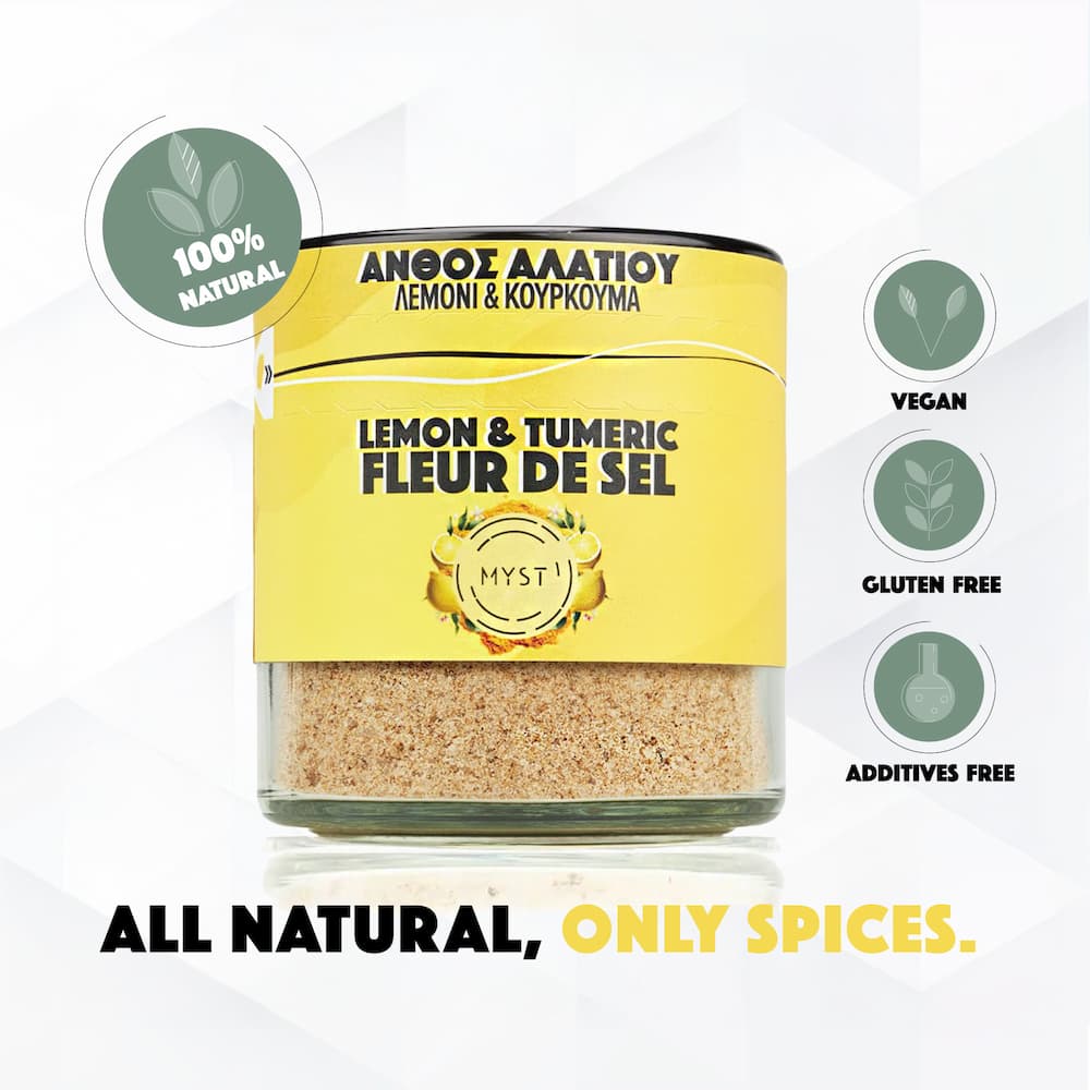 Premium Fleur De Sel Lemon and Tumeric Greek Sea Salt Blossom 200g