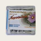 Packaged product with Greek text and a flower illustration on a white background
