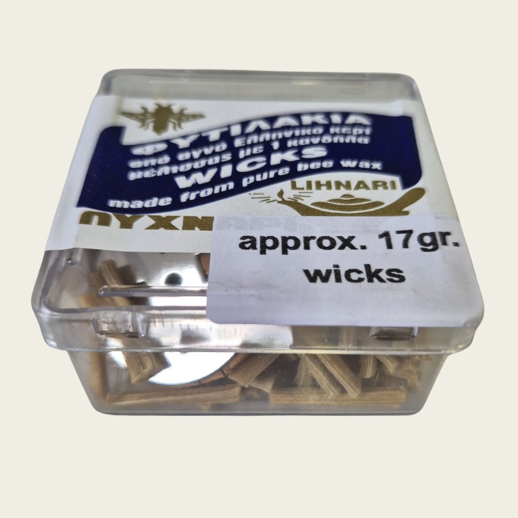 Container of wicks with Lihnari branding on a white background