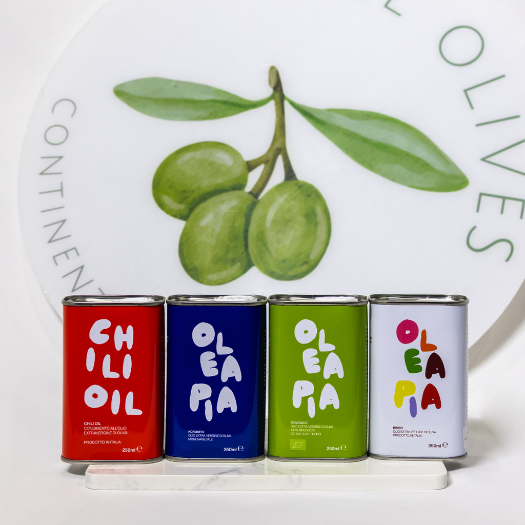 Olea Pia Premium Olive Oil Collection Four Tin Mediterranean Gift Set
