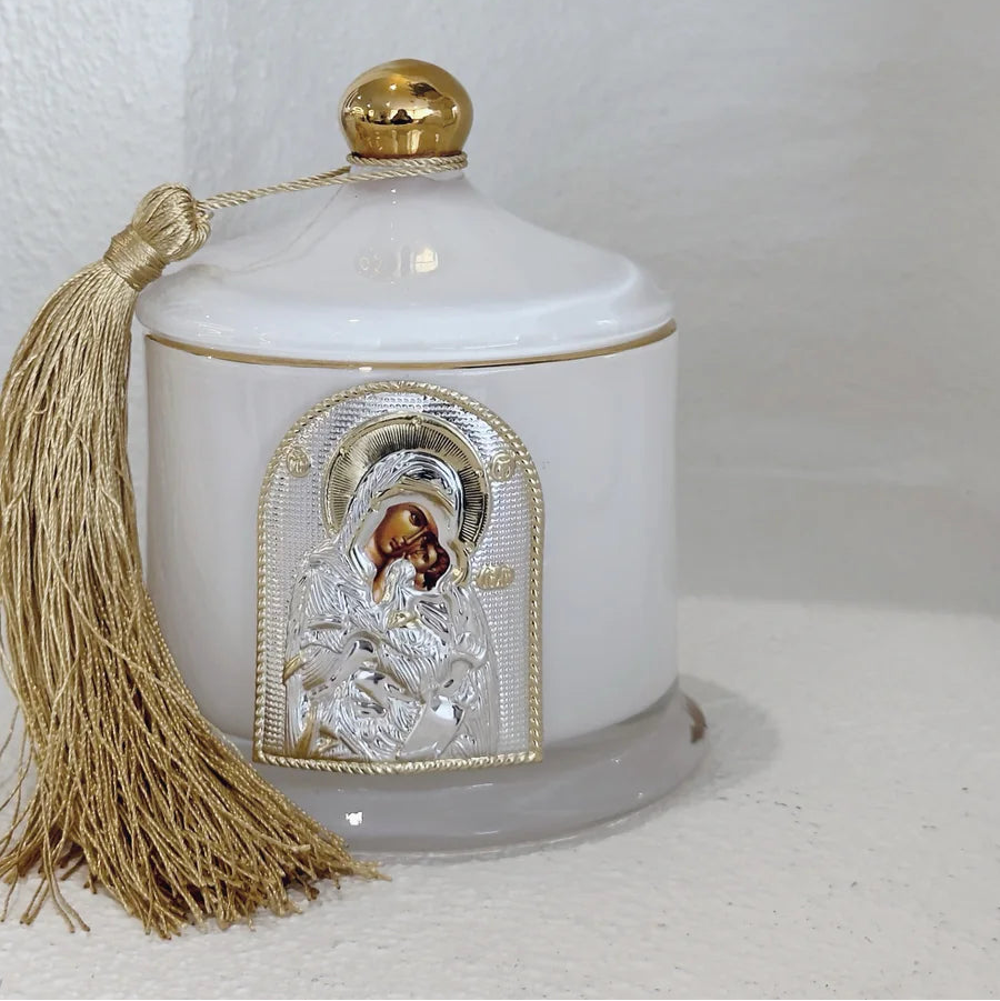 Virgin Mary Panagia Keepsake Candle Livani Scented