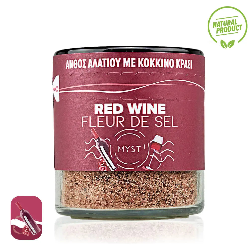 Premium Greek Fleur De Sel with Red Wine 200g