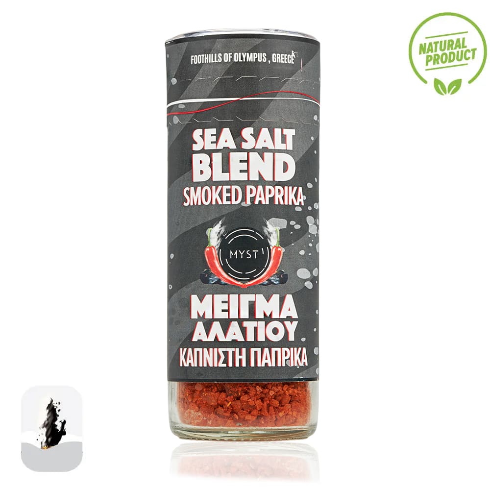 Sea Salt Blend Smoked Paprika container with label on a white background