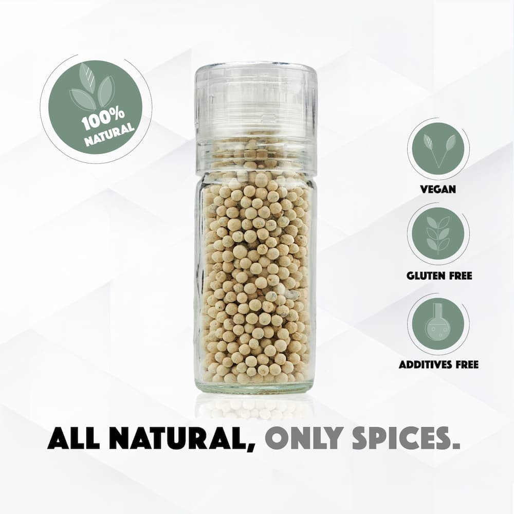 100% Pure White Pepper Grinder 60g