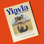 Book cover of 'Yiayia next door' on an orange background