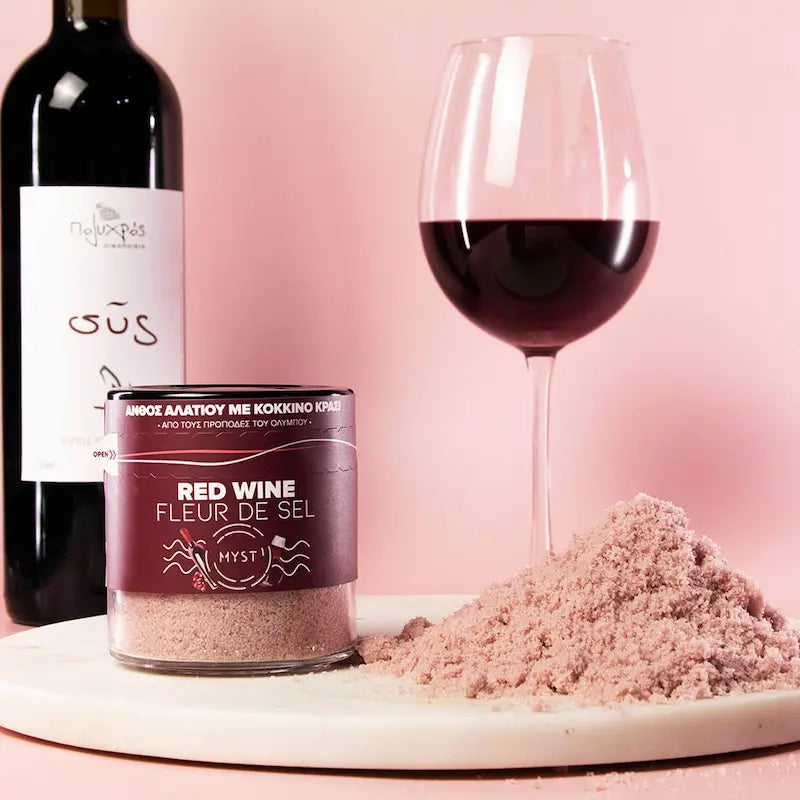 Premium Greek Fleur De Sel with Red Wine 200g