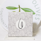 Card with leaf pattern and olive branch on a white background