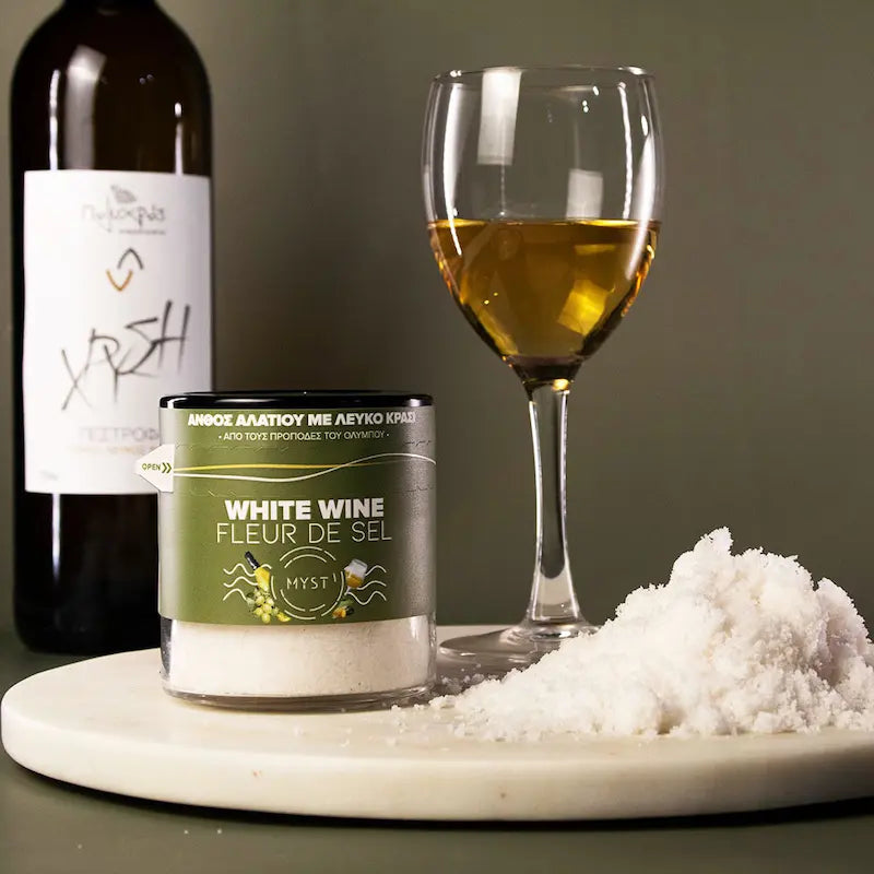 Premium Greek Fleur De Sel with White Wine 200g
