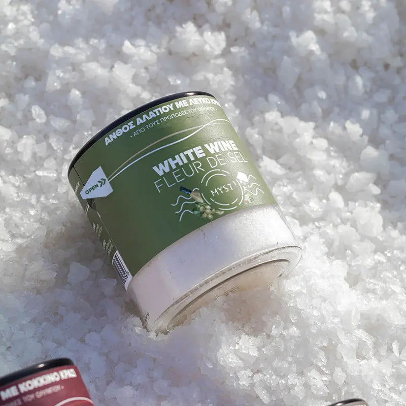 Premium Greek Fleur De Sel with White Wine 200g